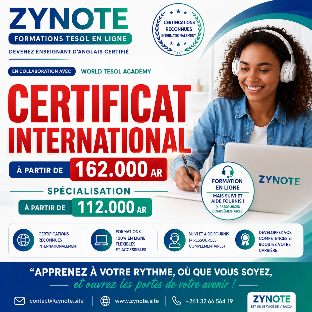 Visuel TESOL ZYNOTE et World TESOL Academy